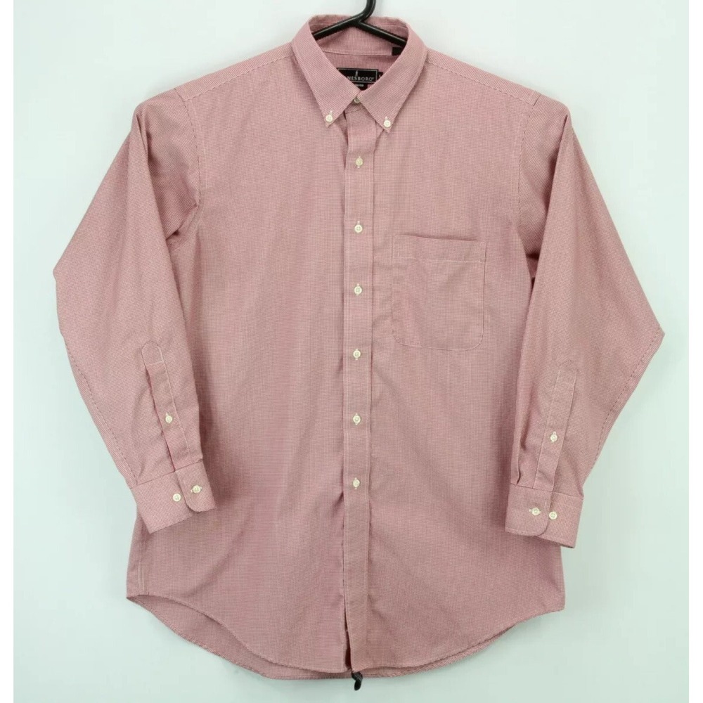 Lanesboro Men's Button Down Long Sleeve Collared Shirt Large Red White Check euc